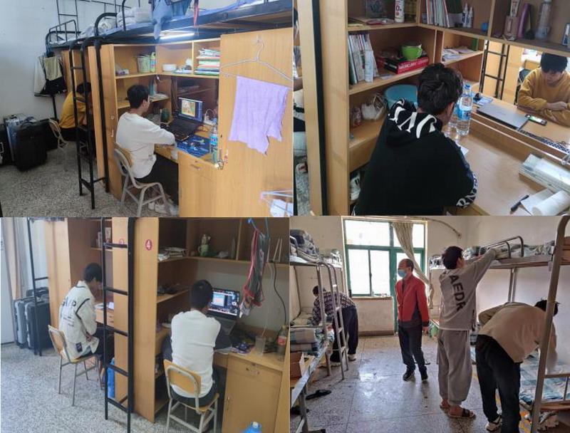 值班老师督促学生认真上网课